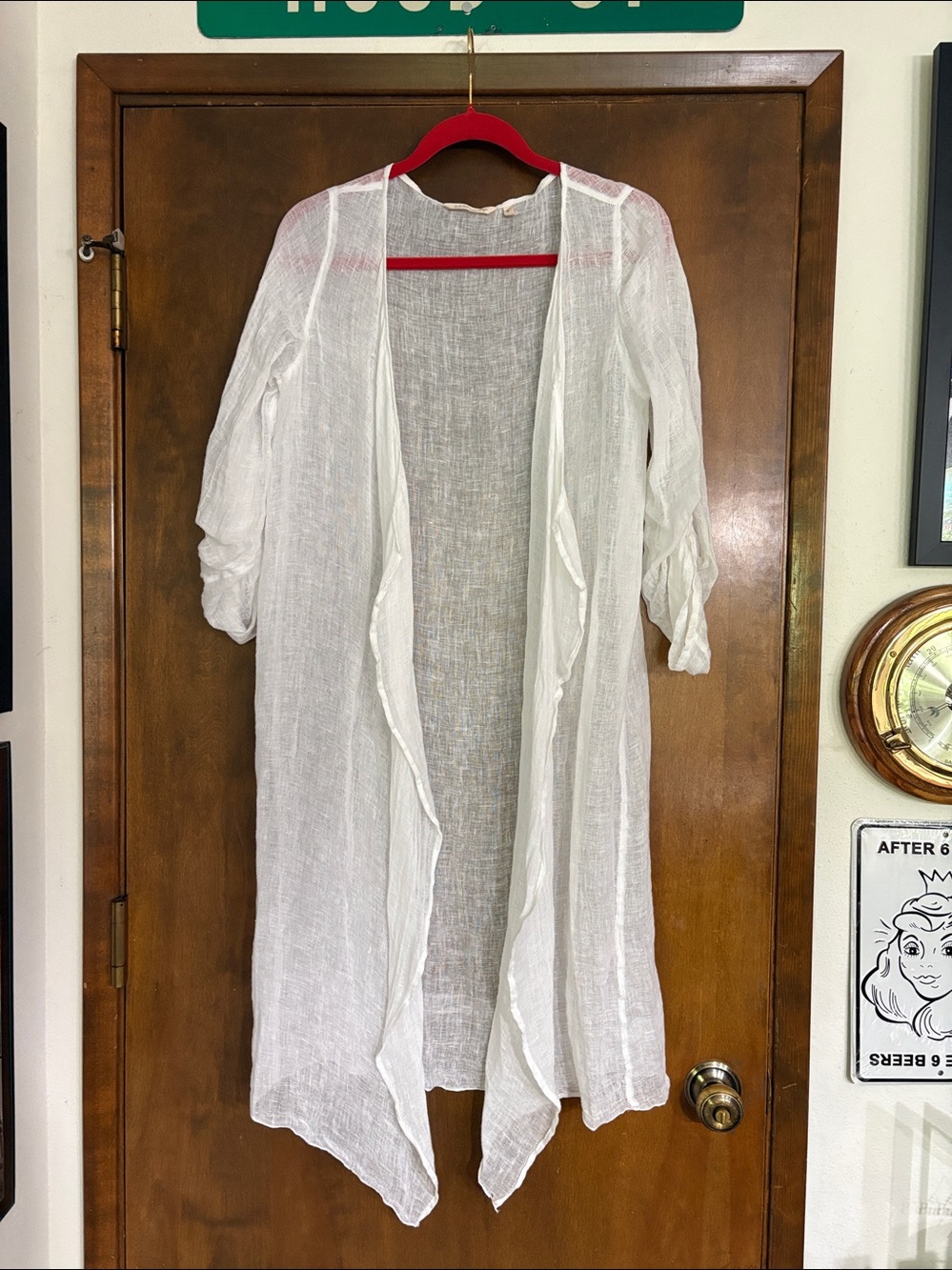 Soft Surroundings White Sheer Linen Top Medium